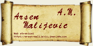 Arsen Malijević vizit kartica